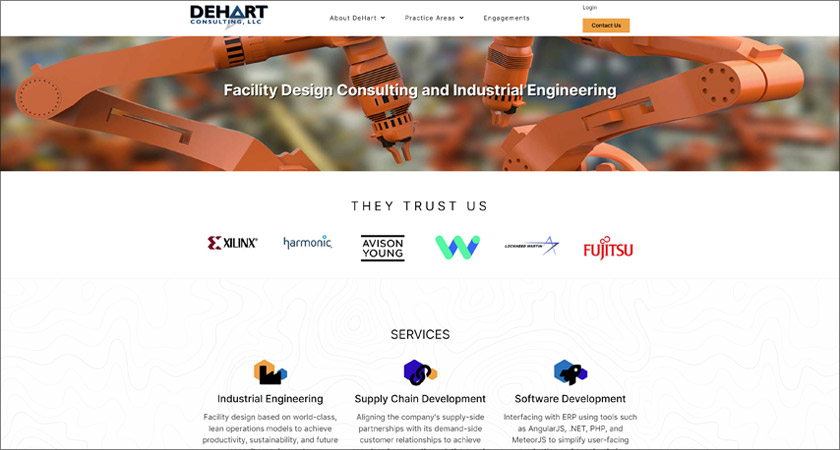 graphic of DeHart Consulting website home page